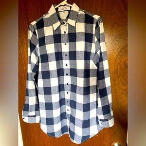 Size Large XL Stylish Cute Pretty Plaid Checkered Button Up Long Sleeve Shirt